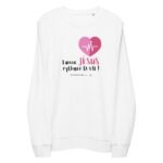 Mannequin femme portant le sweat blanc chrétien Laisse Jésus rythmer ta vie