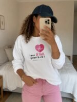 Sweat blanc femme - Laisse Jésus rythme ta vie | Pull – Image 5
