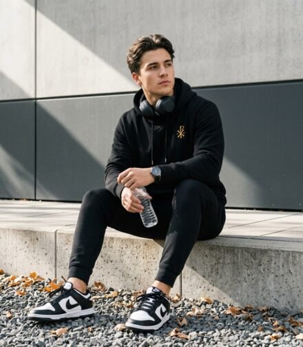 Style chrétien moderne avec le sweat à capuche bio Chrisme couleur noire