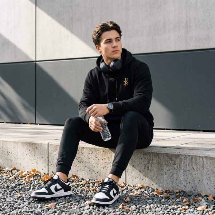 Style chrétien moderne avec le sweat à capuche bio Chrisme couleur noire