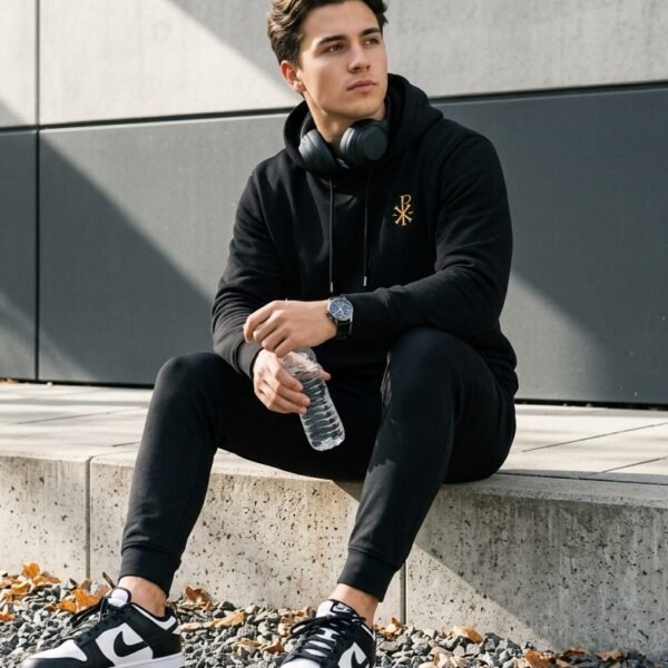 Style chrétien moderne avec le sweat à capuche bio Chrisme couleur noire
