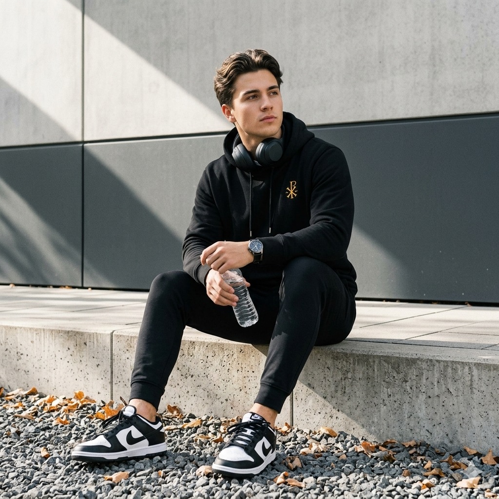 Style chrétien moderne avec le sweat à capuche bio Chrisme couleur noire