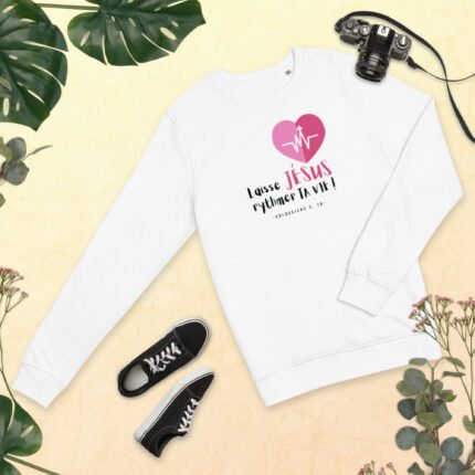 sweat blanc laisse jésus rythmer ta vie