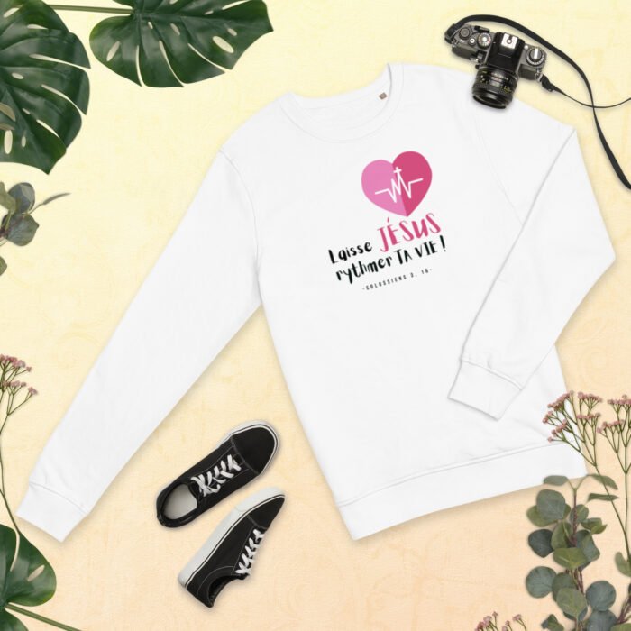 sweat blanc laisse jésus rythmer ta vie