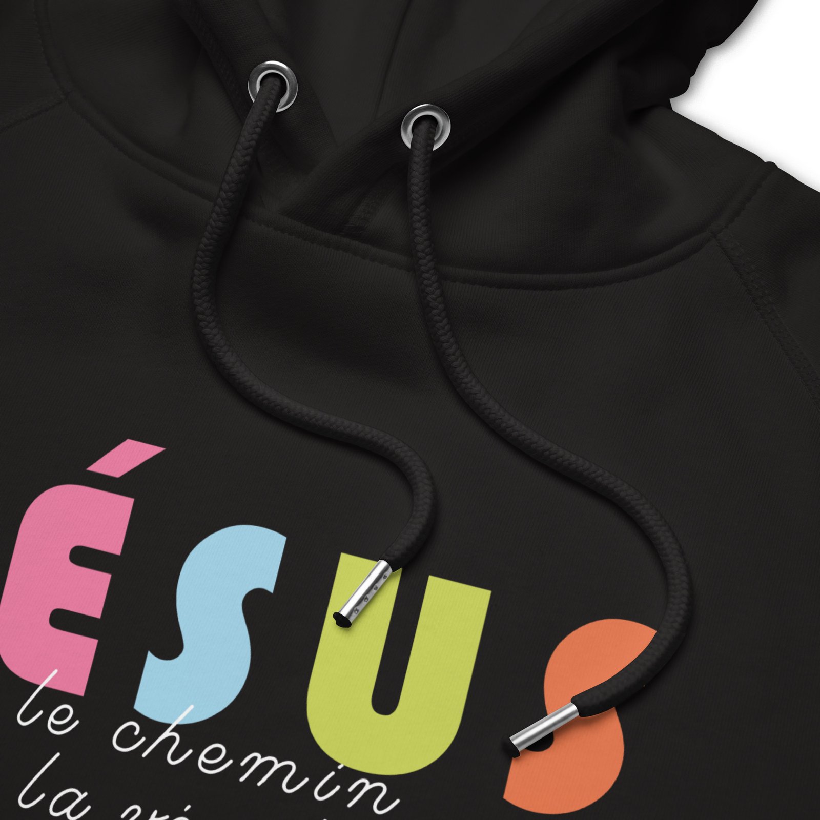 Sweatshirt chrétien à capuche «Jésus le chemin...» | Noir – Image 4