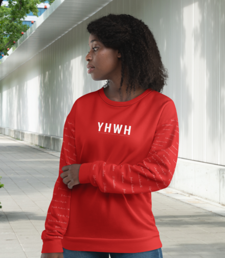 Sweatshirt chrétien rouge – Collection YHWH