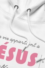 Sweat à capuche femme “Ma vie appartient à Jésus” | Blanc – Image 4