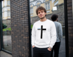 Sweat chrétien blanc pour homme "Jésus sauve"| Pull – Image 3