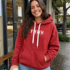 YHWH - Sweat à capuche femme rouge | Pull chrétien premium