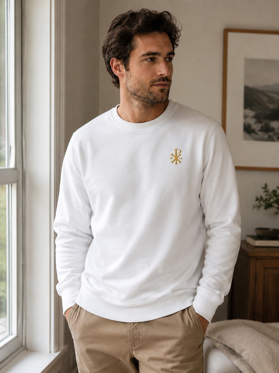 Sweat brodé homme - Le Chrisme | Pull chrétien