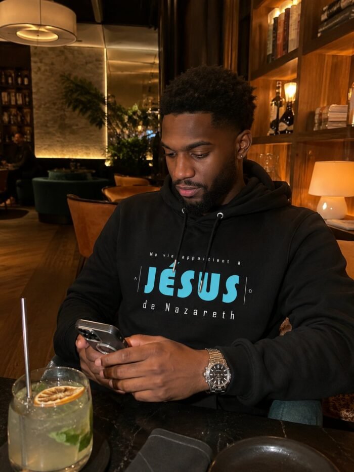 Sweat à capuche chrétien homme “Ma vie appartient à Jésus” – Image 4