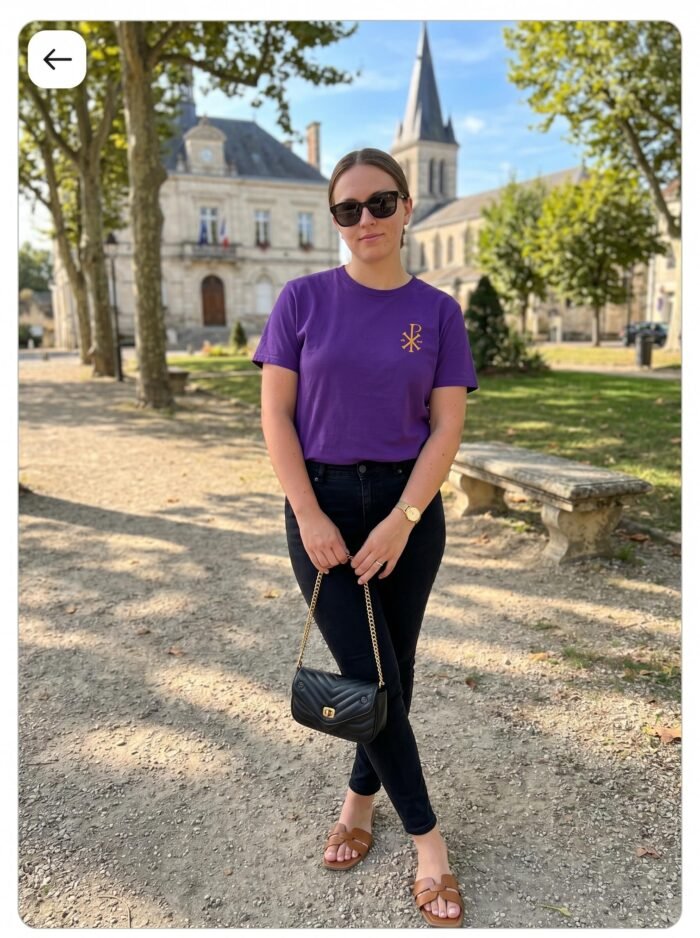 T-shirt chrétien femme brodé “Chrisme” | 100% Coton – Image 15