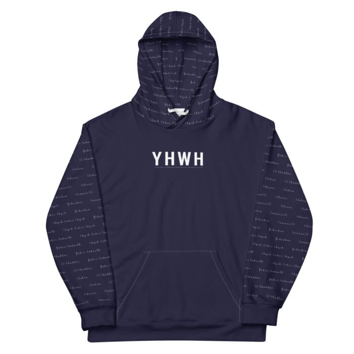 YHWH - Sweat à capuche femme marine | Pull chrétien premium – Image 2