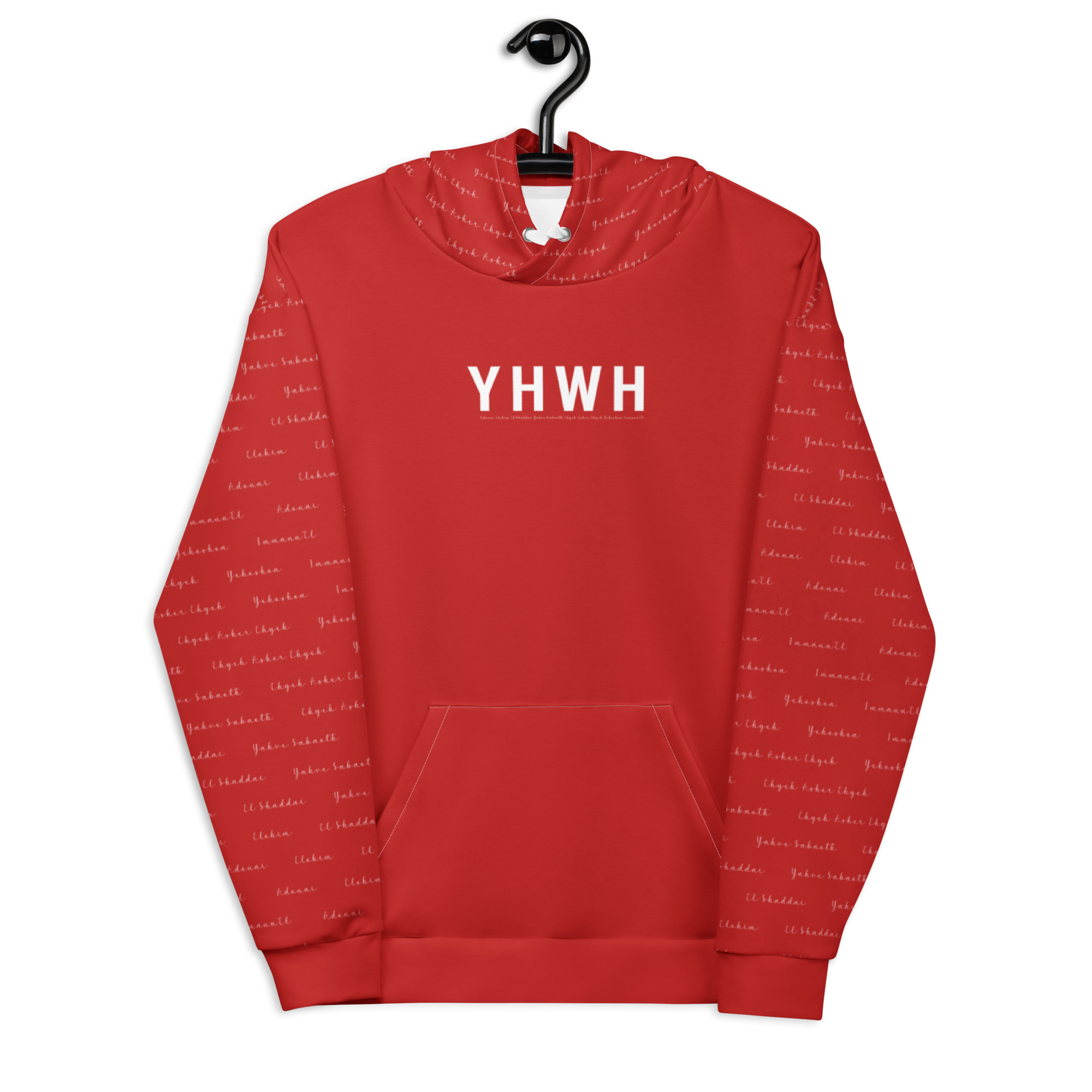 YHWH - Sweat à capuche femme rouge | Pull chrétien premium – Image 2