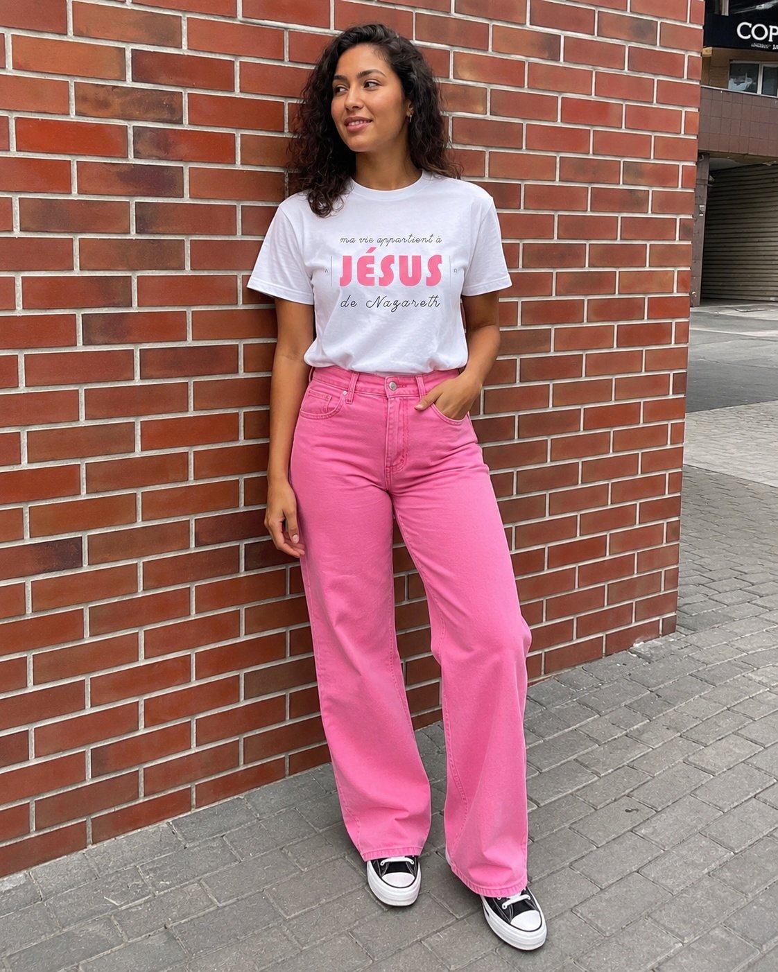 T-shirt coton femme « Ma vie appartient à Jésus » | Blanc – Image 4