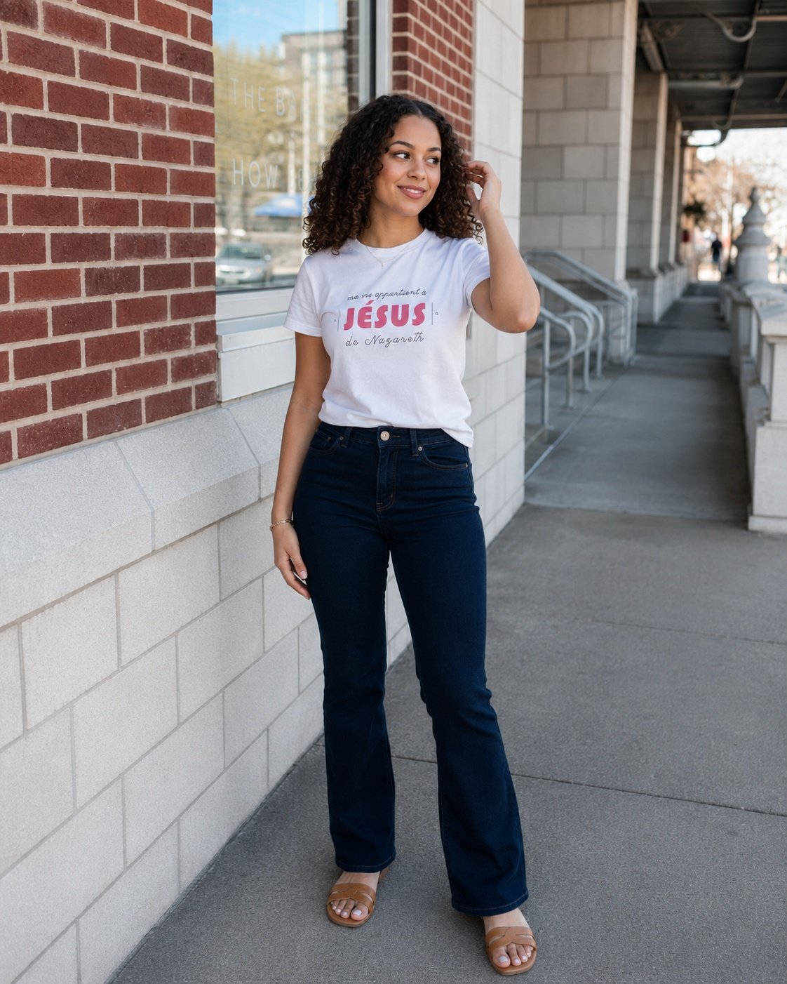 T-shirt coton femme « Ma vie appartient à Jésus » | Blanc – Image 5