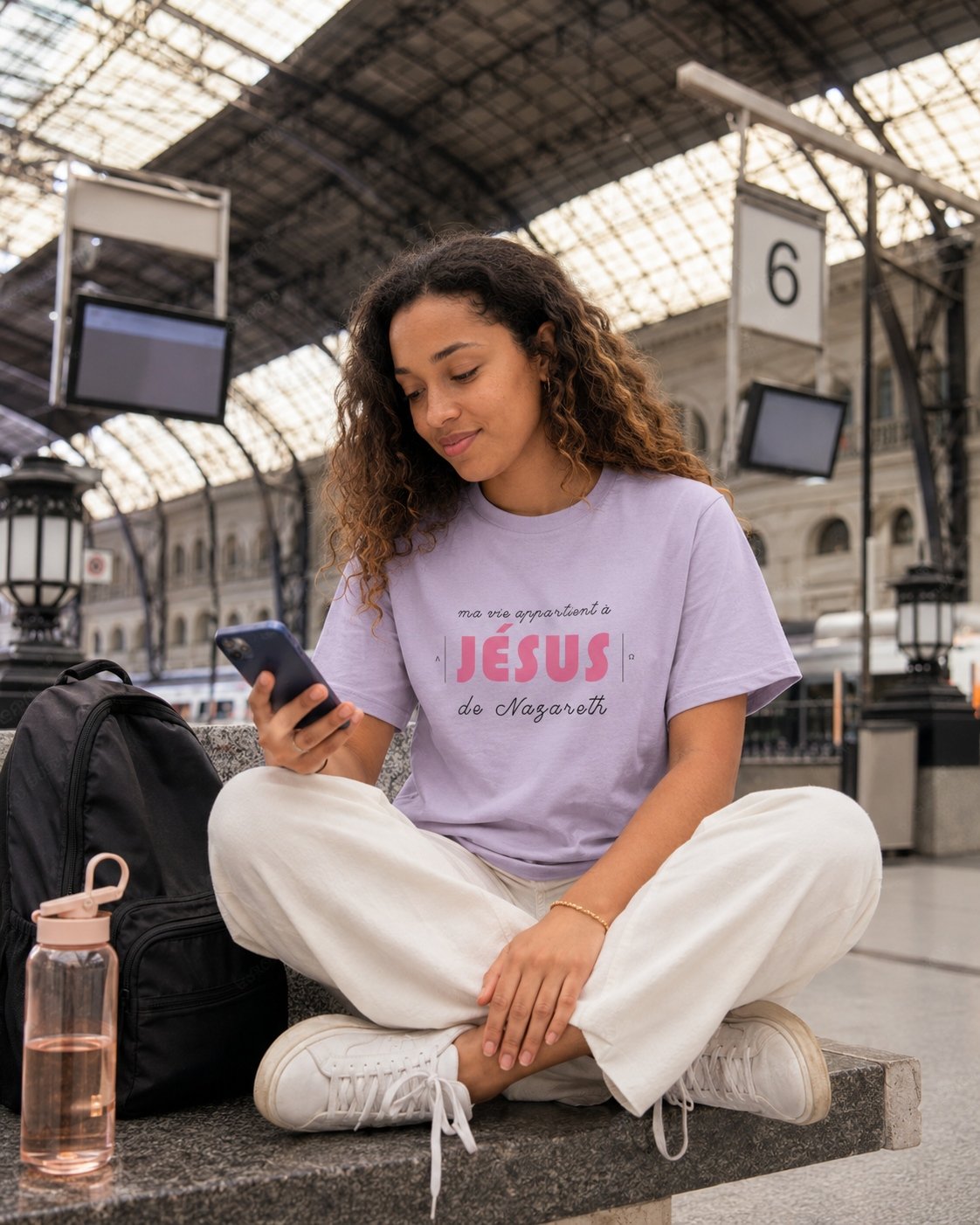 T-shirt coton femme « Ma vie appartient à Jésus » | Blanc – Image 9