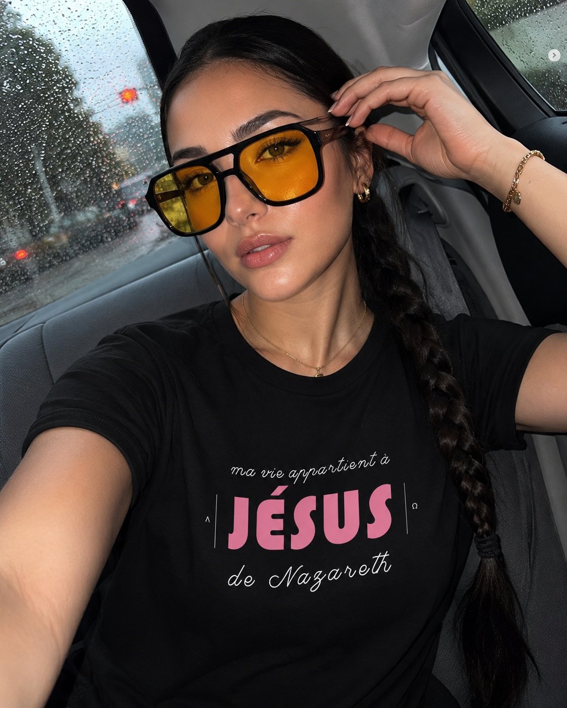 T-shirt coton femme "Ma vie appartient à Jésus" | Noir