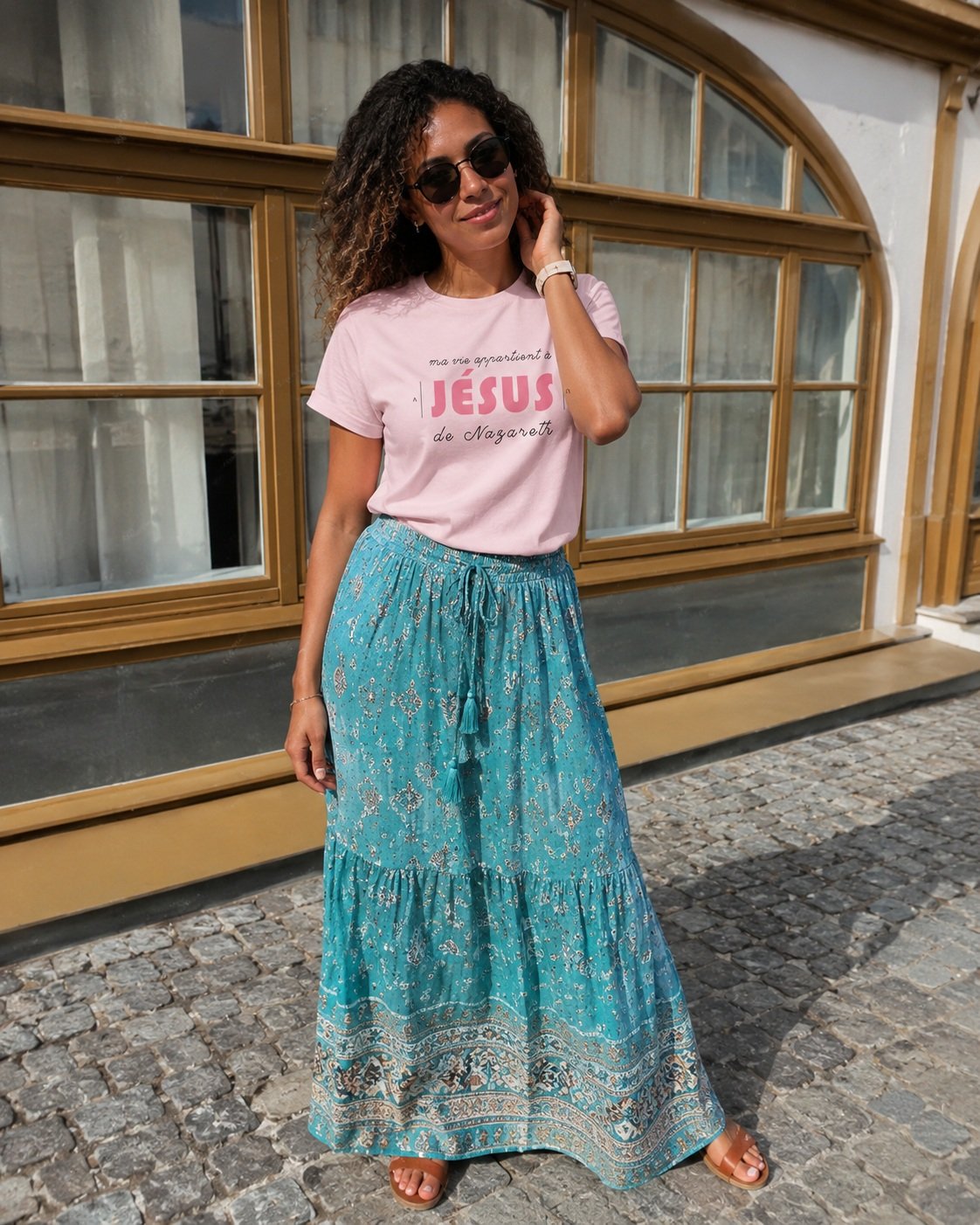 T-shirt coton femme « Ma vie appartient à Jésus » | Blanc – Image 13