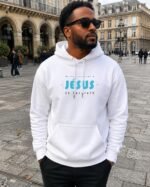 Sweat à capuche chrétien homme "Ma vie appartient à Jésus" | Blanc