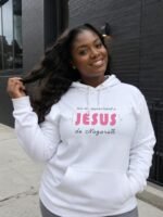Sweat à capuche femme “Ma vie appartient à Jésus” | Blanc
