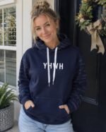 YHWH - Sweat à capuche femme marine | Pull chrétien premium – Image 3