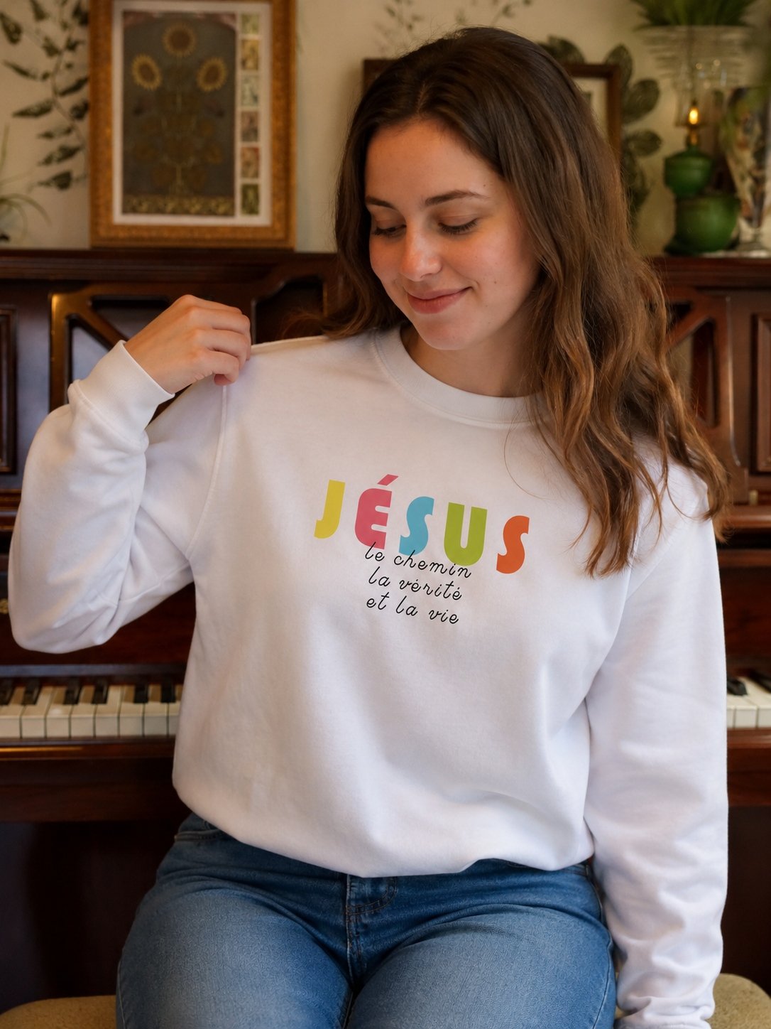 Sweat chrétien femme « Je suis le Chemin, la vérité... »| Pull bio
