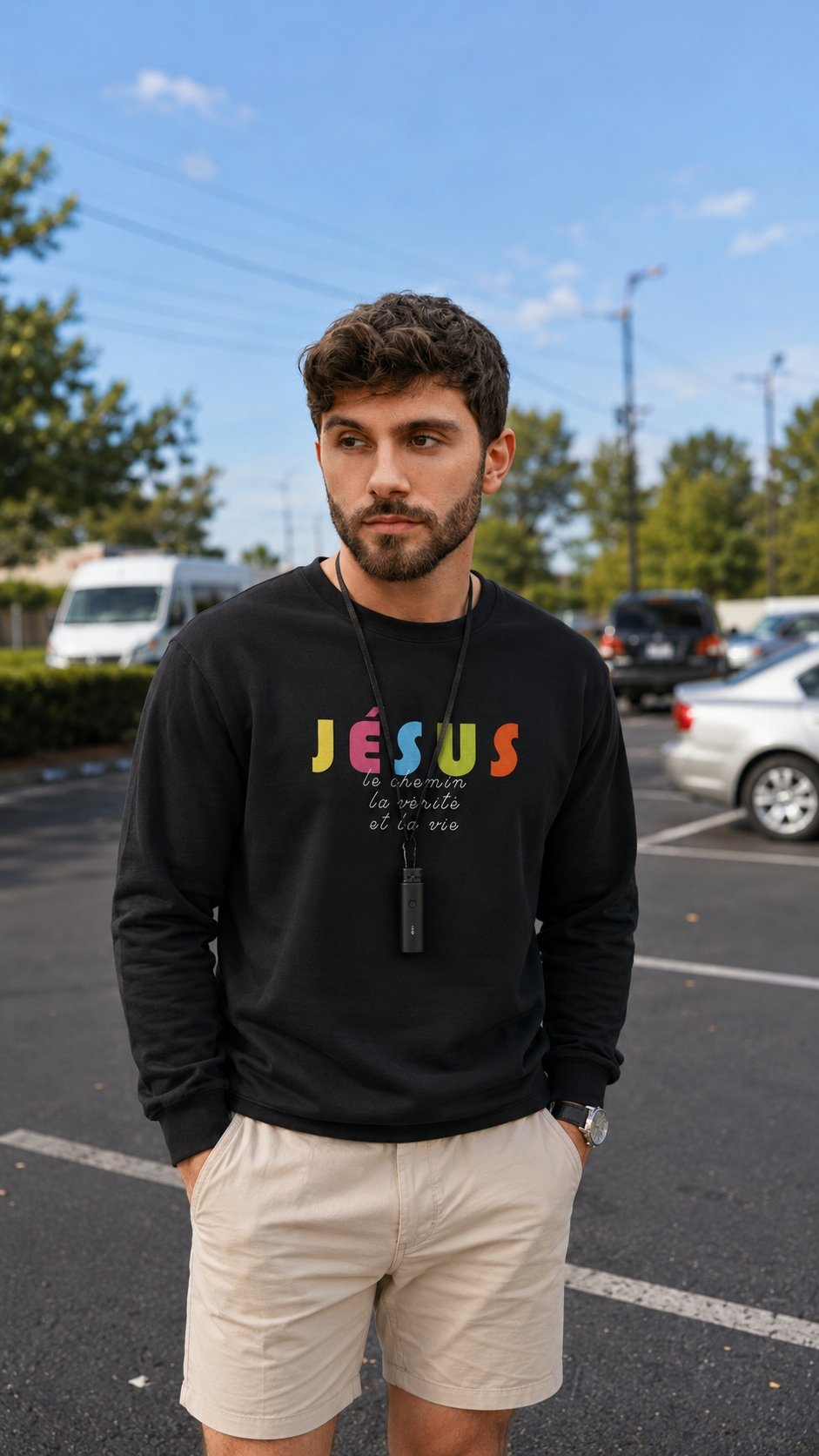 Sweat chrétien «Je suis le Chemin, la vérité et la vie» Pull pour Homme | Noir