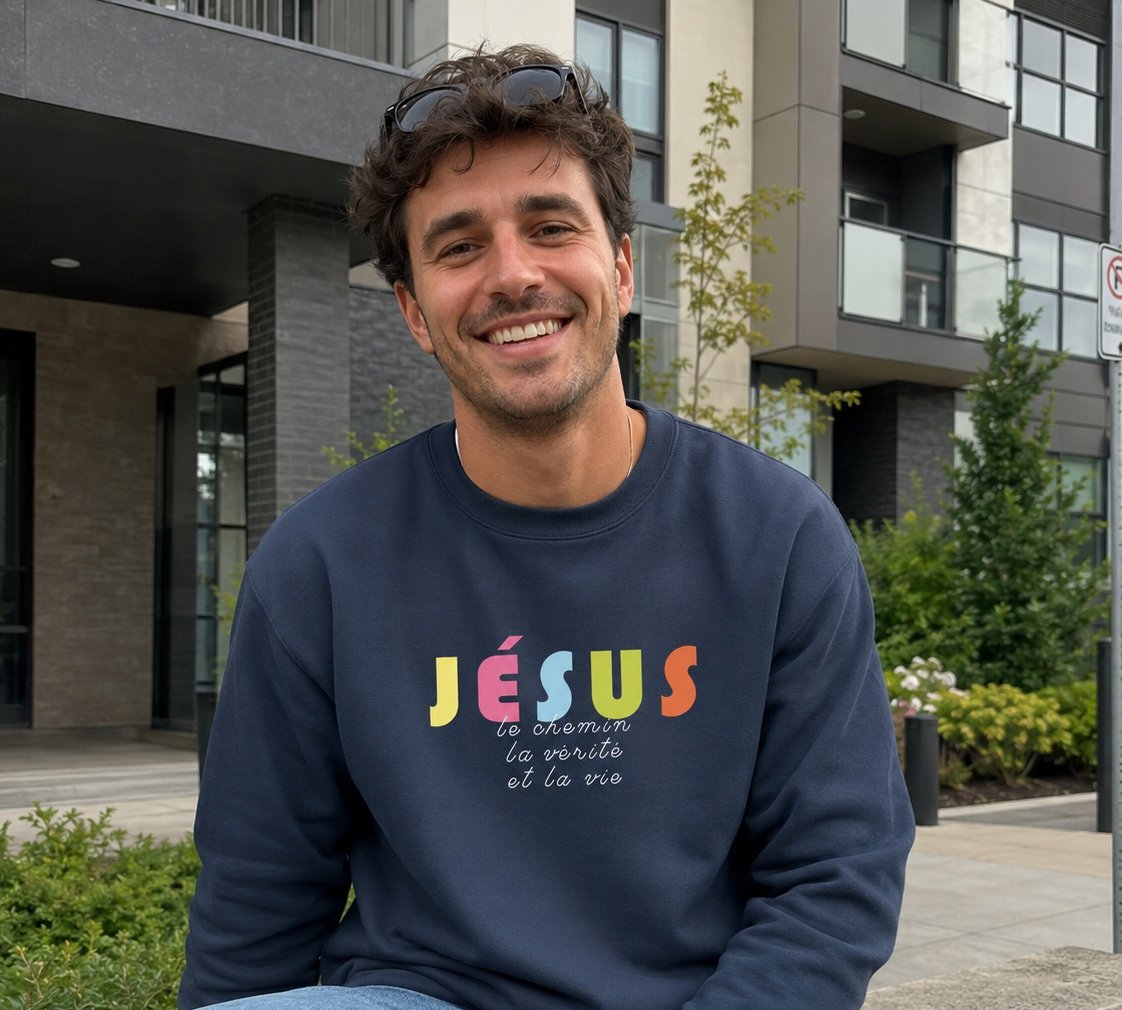 Sweat chrétien «Je suis le Chemin, la vérité et la vie» Pull pour Homme | Noir – Image 10