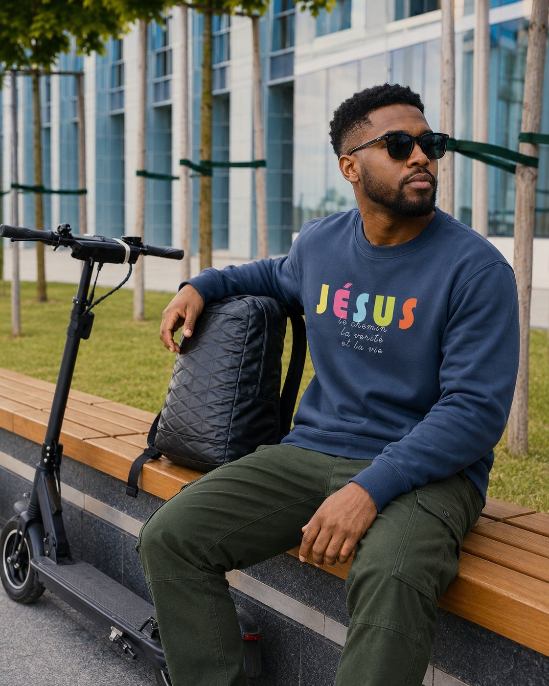 Sweat chrétien «Je suis le Chemin, la vérité et la vie» Pull pour Homme | Noir – Image 9