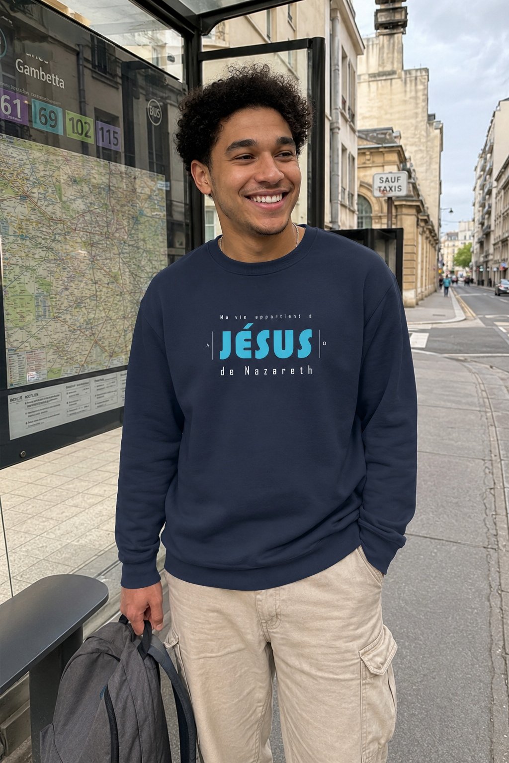 Sweat chrétien homme «Ma vie appartient à Jésus» | Pull Noir – Image 13