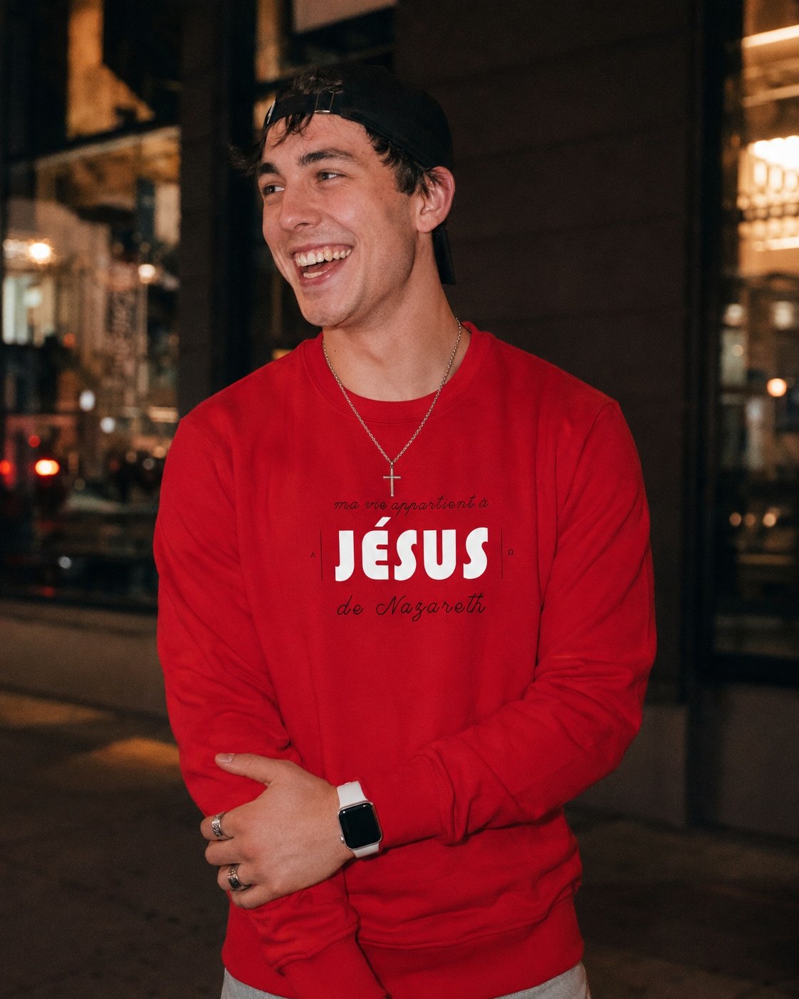 Sweat chrétien homme «Ma vie appartient à Jésus» | Pull bio – Image 3