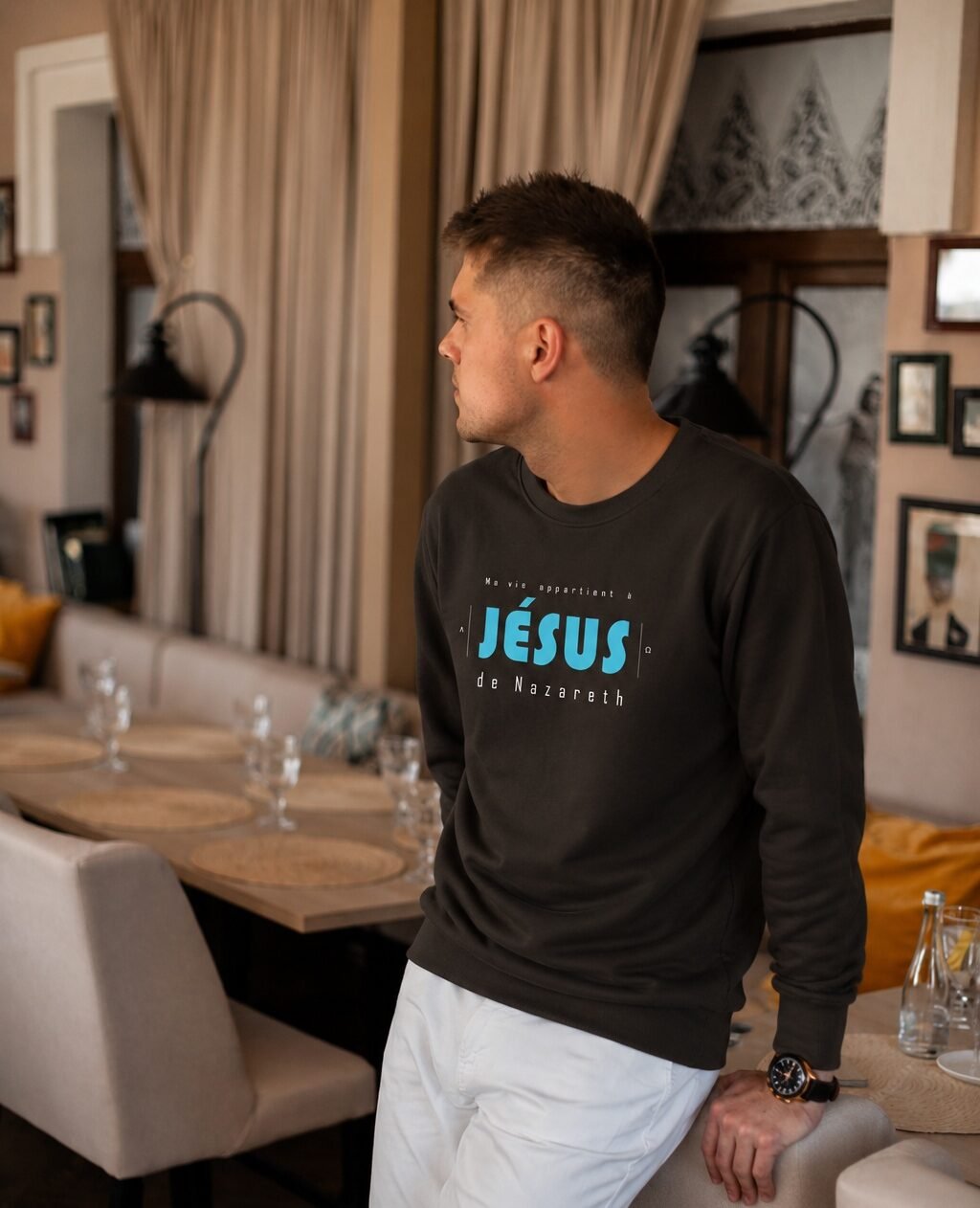 Sweat chrétien homme «Ma vie appartient à Jésus» | Pull Noir