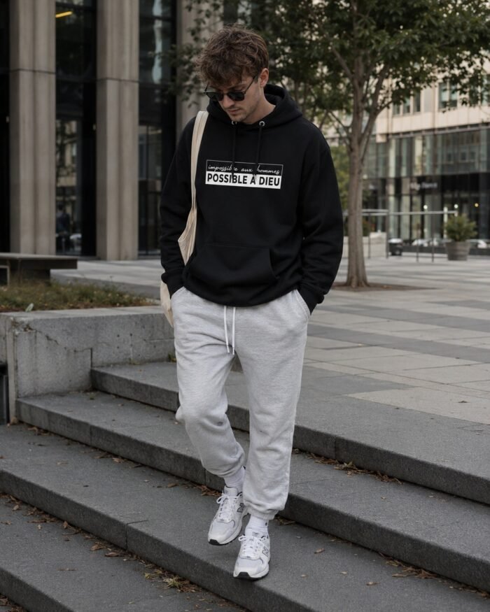 Sweat à capuche chrétien “Possible à Dieu” | Pull pour homme – Image 5