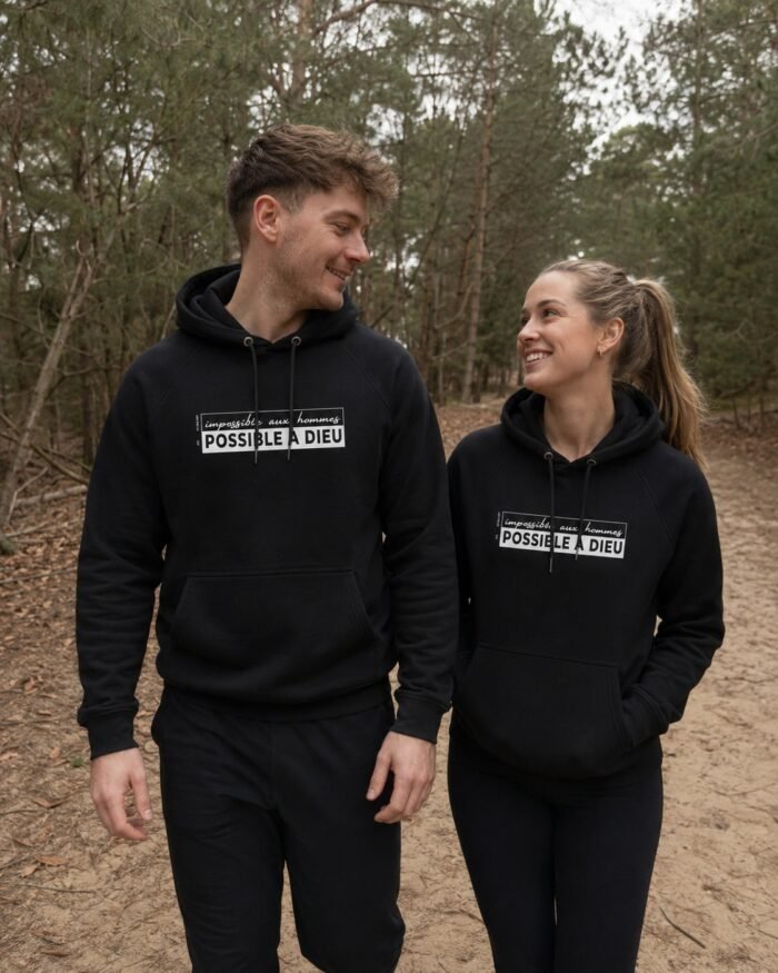 Sweat à capuche chrétien “Possible à Dieu” | Pull pour homme – Image 3