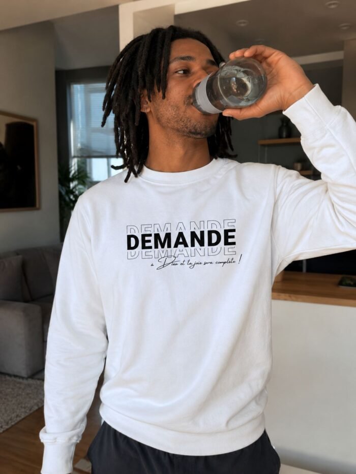 Sweat chrétien homme “Demande à Dieu” | blanc – Image 3