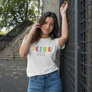 T-shirt chrétien femme « Je suis le Chemin, la vérité...»  | Blanc