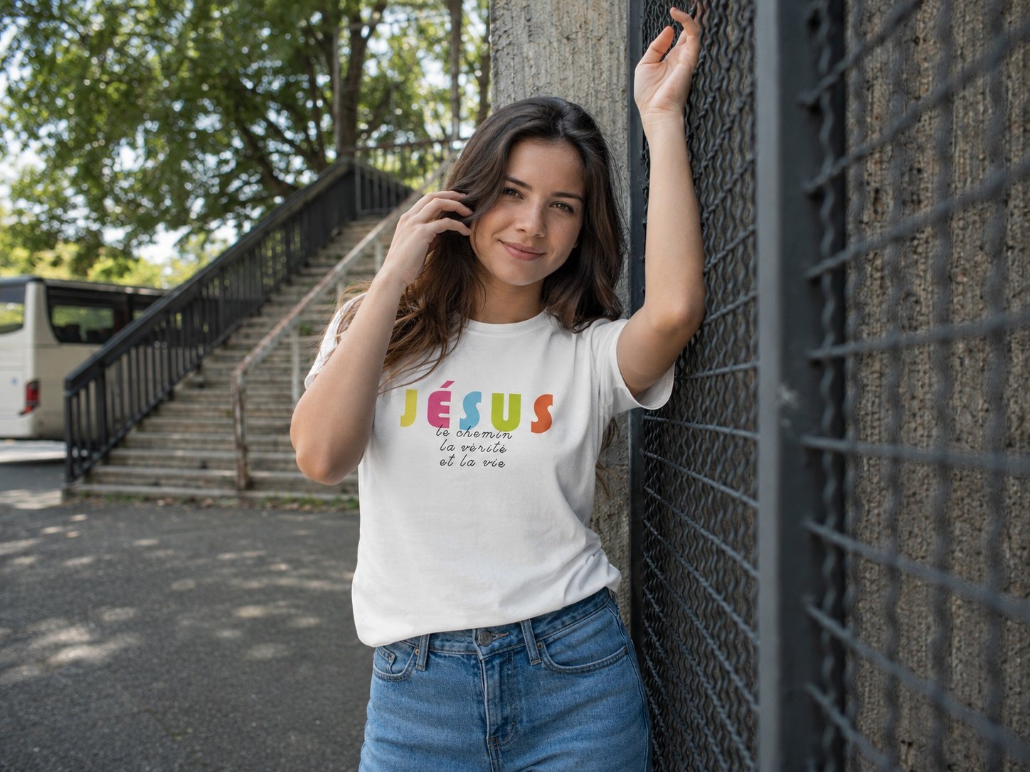 T-shirt chrétien femme « Je suis le Chemin, la vérité...» | Blanc