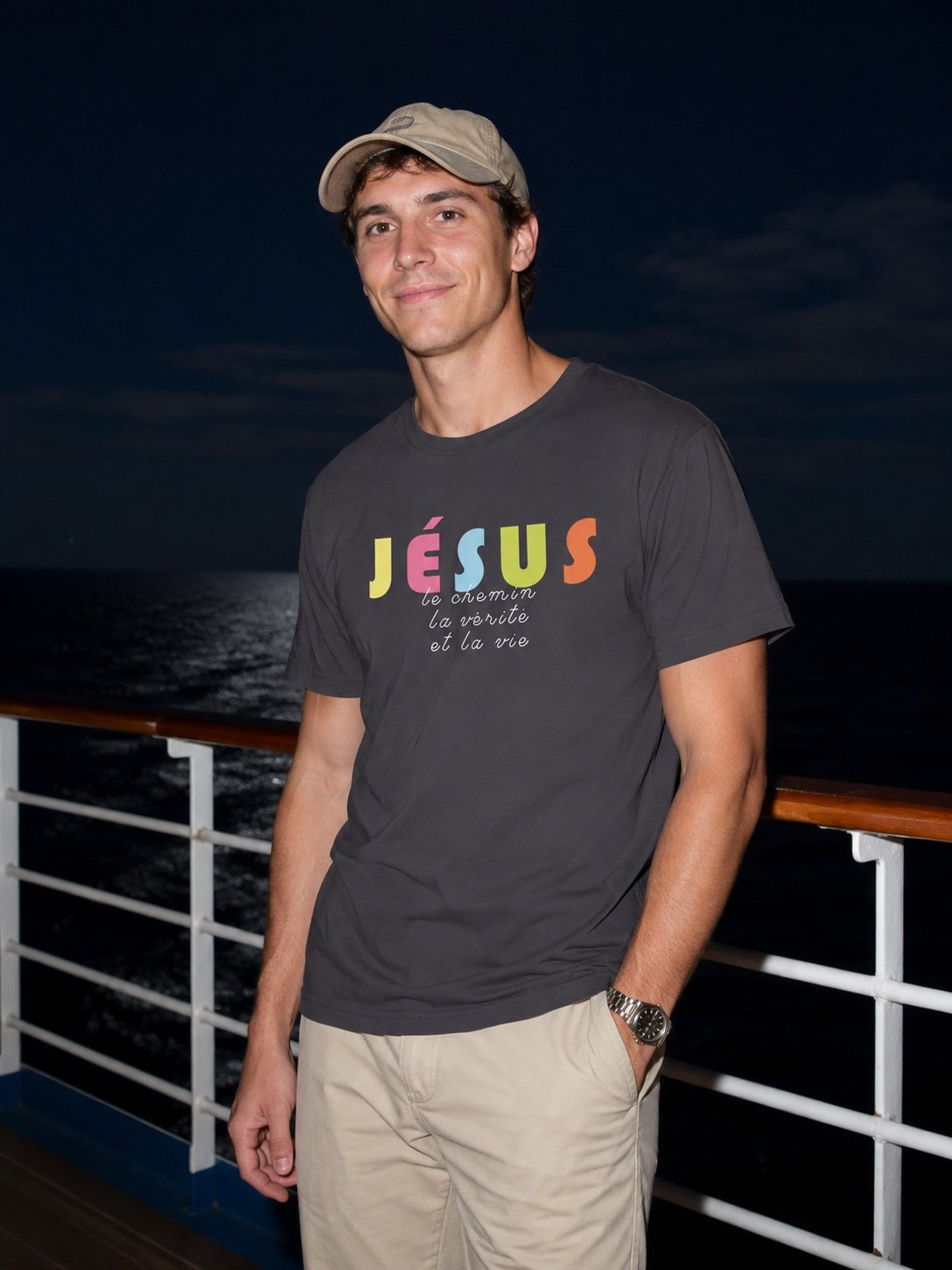 T-shirt chrétien homme «Je suis le Chemin, la vérité et la vie» | Noir – Image 10
