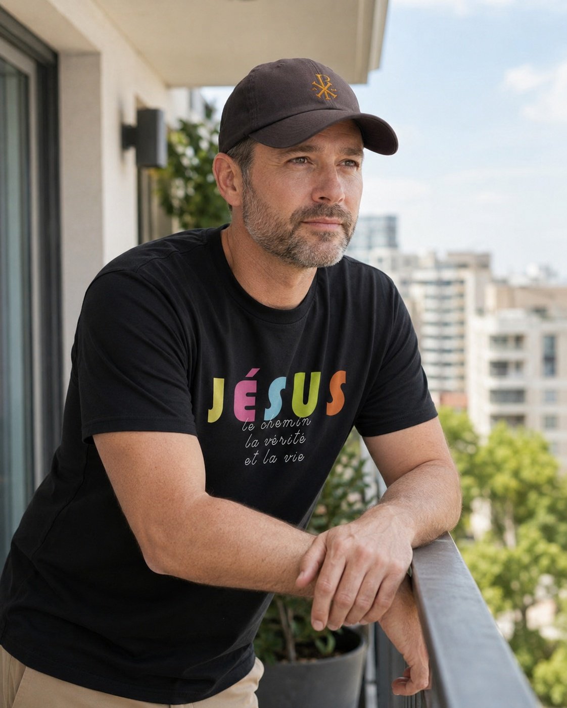 T-shirt chrétien homme «Je suis le Chemin, la vérité et la vie» | Noir – Image 3