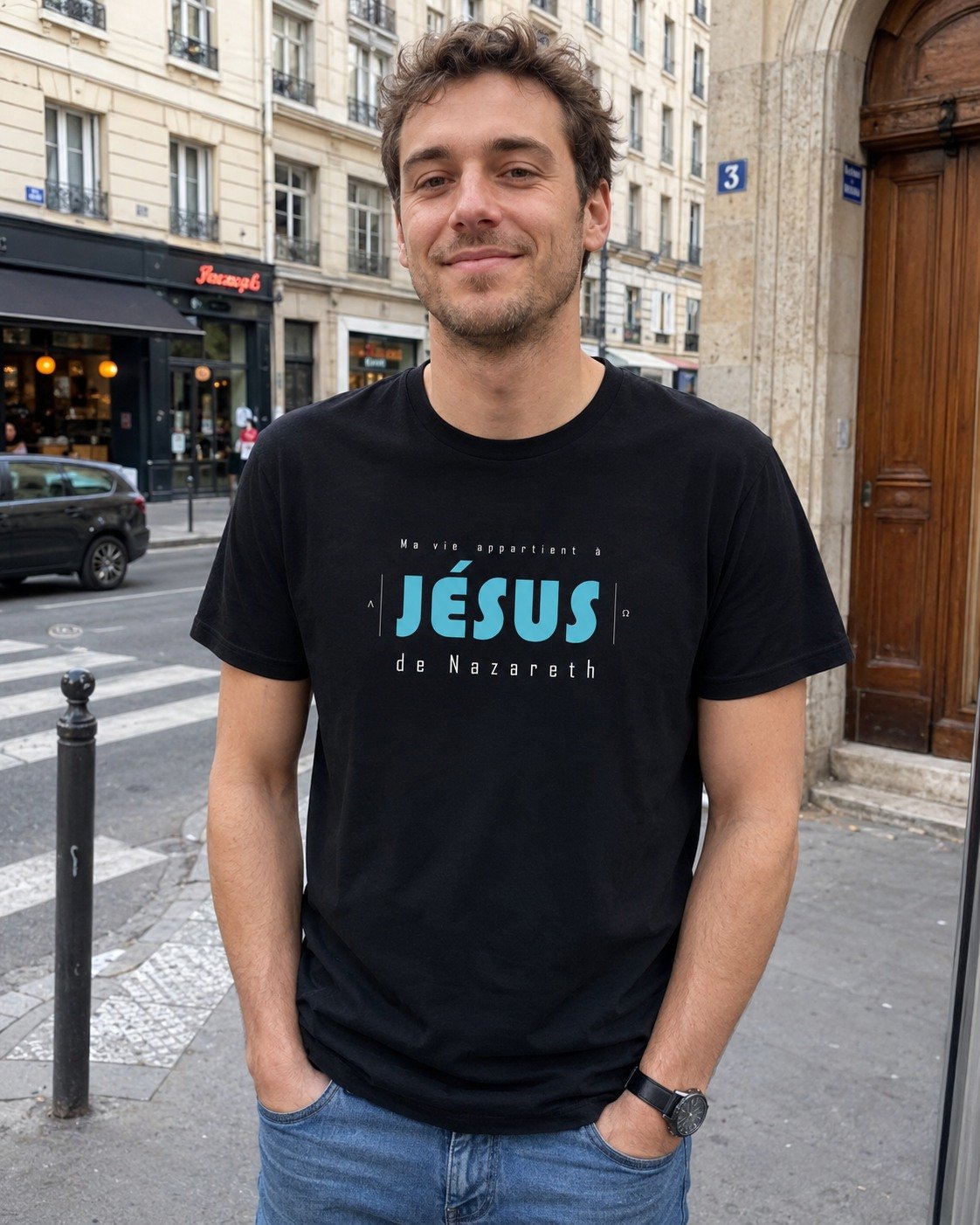 T-shirt coton homme | Ma vie appartient à Jésus – Image 3