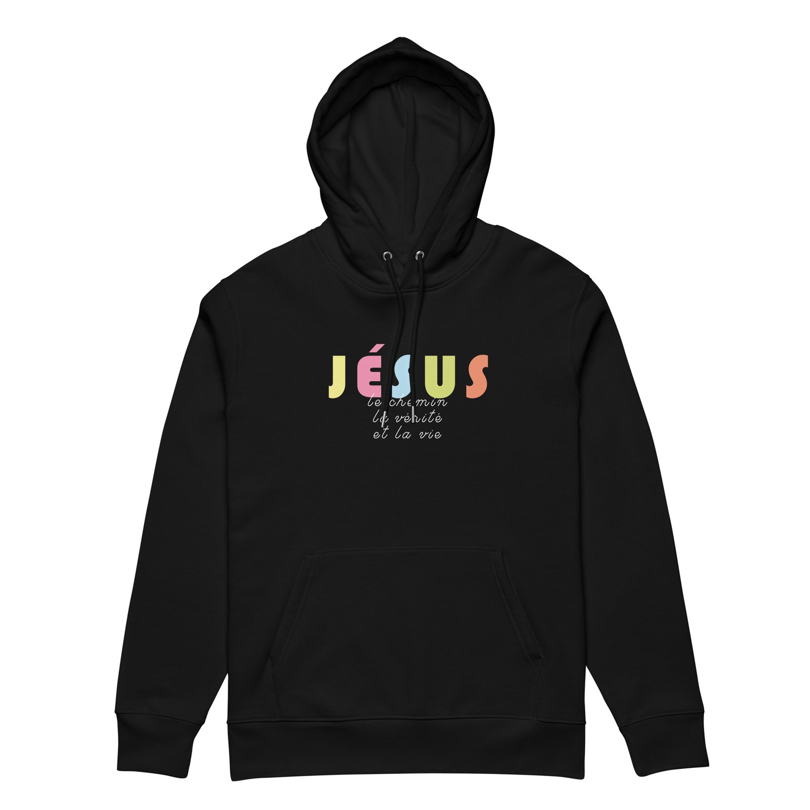 Sweatshirt chrétien à capuche «Jésus le chemin...» | Noir – Image 2