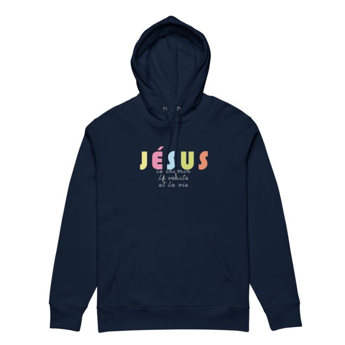 Sweatshirt chrétien à capuche «Jésus le chemin...» | Noir – Image 6