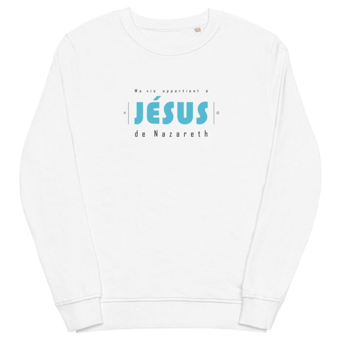 Sweat chrétien homme «Ma vie appartient à Jésus»  | Pull blanc – Image 2