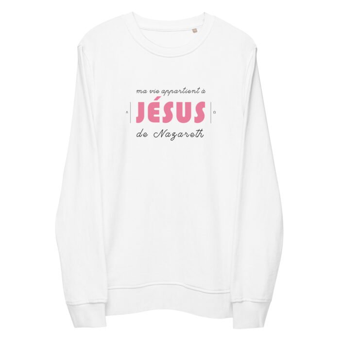 Sweat chrétien femme «Ma vie appartient à Jésus» | Pull blanc – Image 3