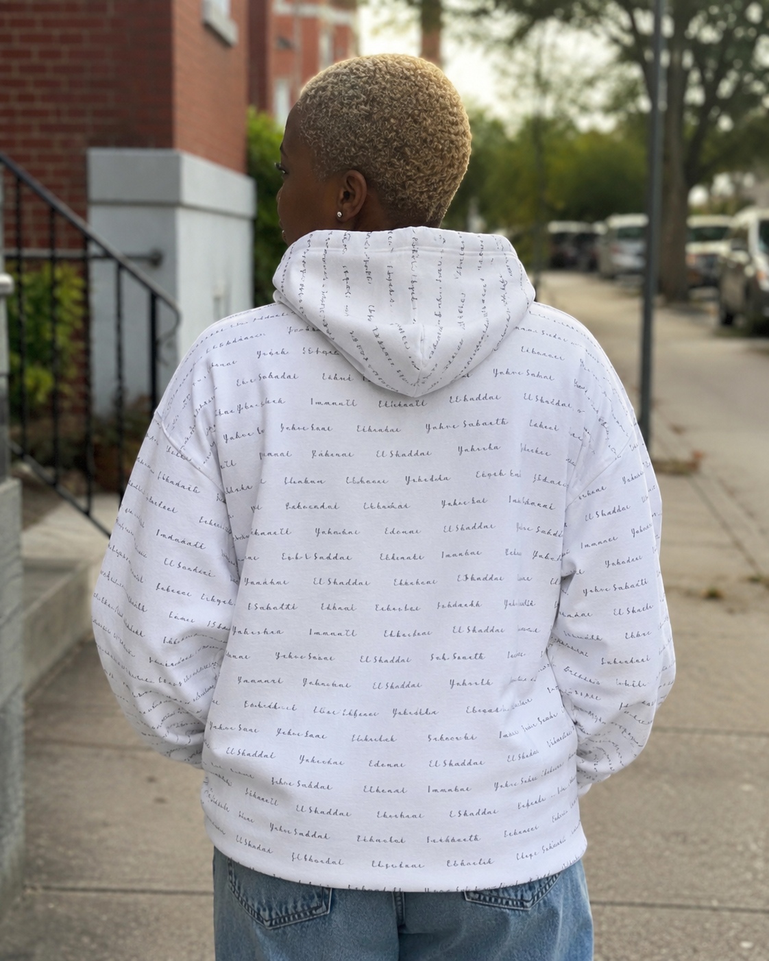 YHWH - Sweat à capuche femme blanc | Pull chrétien premium – Image 5