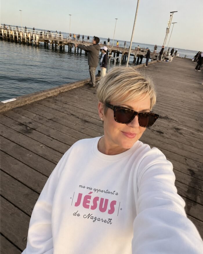 Sweat chrétien femme «Ma vie appartient à Jésus» | Pull blanc – Image 6