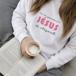 Sweat chrétien femme «Ma vie appartient à Jésus» | Pull blanc