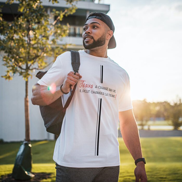 T-shirt chrétien homme “Jésus a changé ma vie” | blanc – Image 5