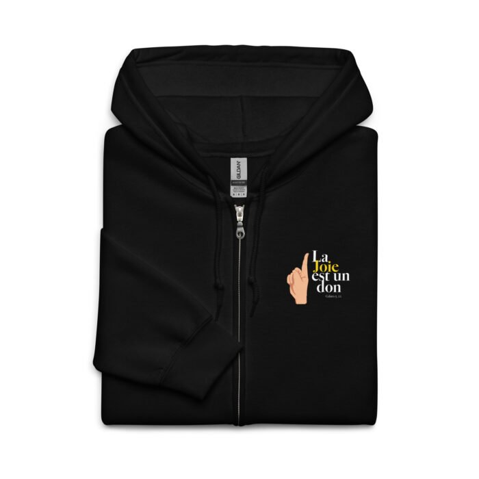 Sweat zippé à capuche chrétien “La joie est un don” | Diverses couleurs – Image 13
